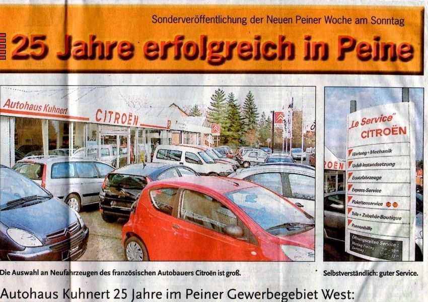 Zeitungsartikel bezüglich des 25-jährigem Jubiläums vom Autohaus Kuhnert