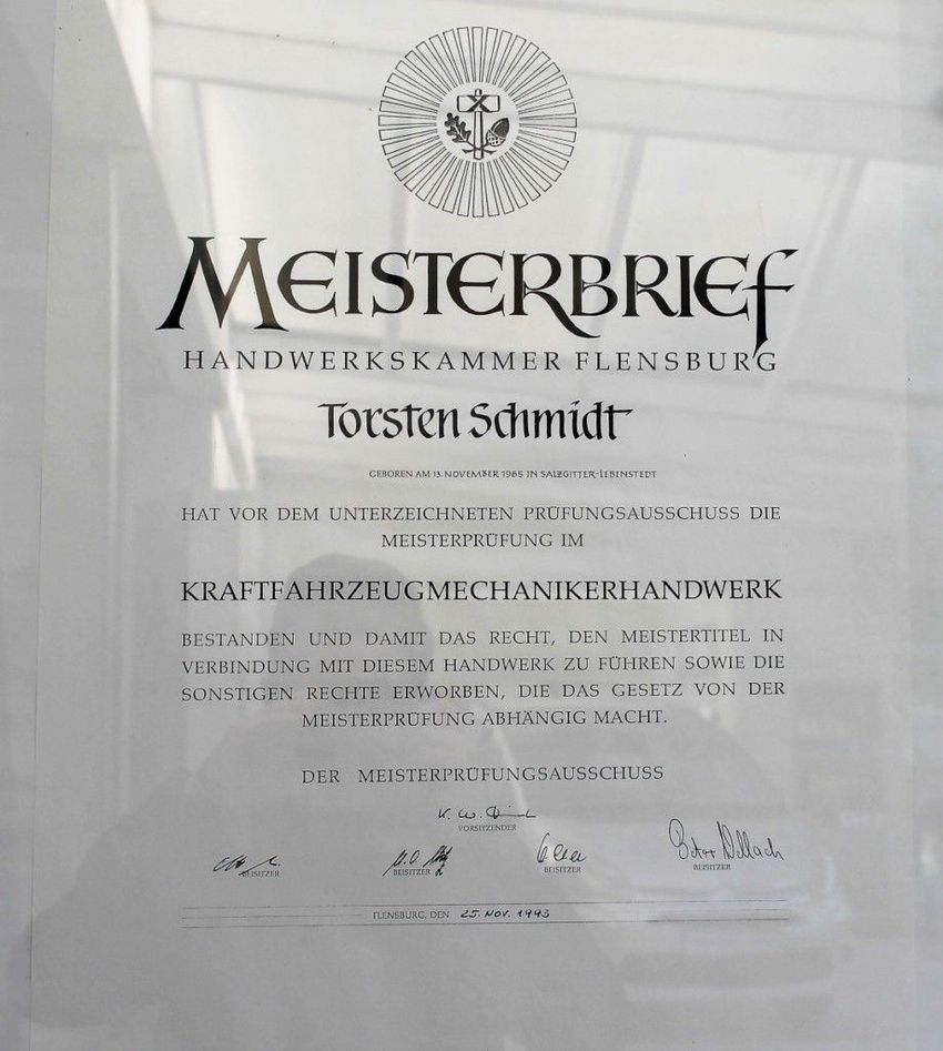 Meisterbrief von Torsten Schmidt